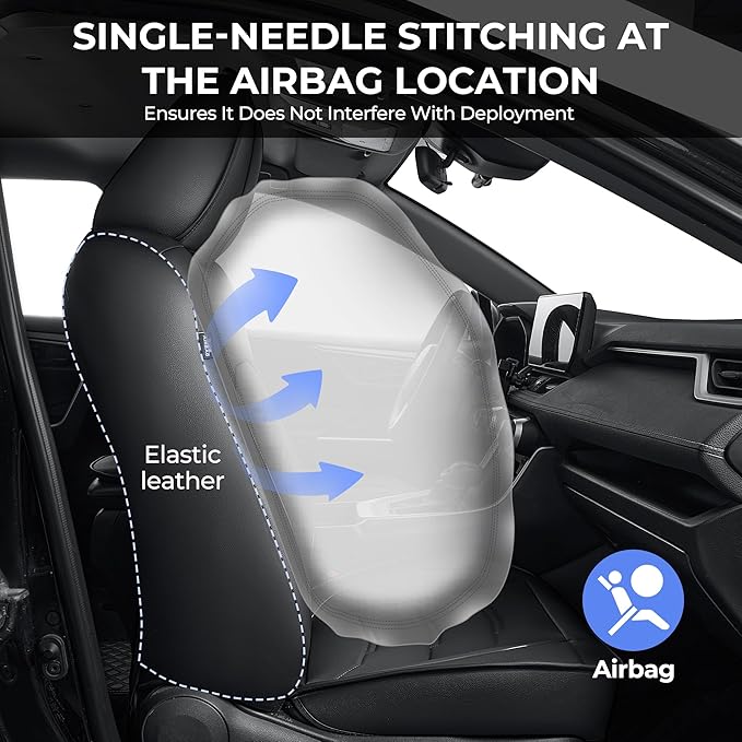 1:1 Custom Car Seat Covers Fit for Toyota RAV4 2019 2020 2021 2022 2023 2024 2025 2026 LE/XLE/XLE Premium/Limited (NOT for Hybrid) Full Set Faux Leather Waterproof Seat Protectors(5-Seater, Black)