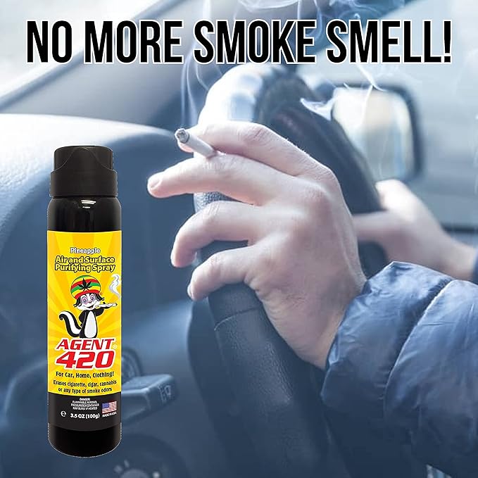 Agent 420 Odor Eliminator Aerosol Spray, Pineapple, 3.5 oz — Tea Tree Oil Breaks Down Smoke at the Molecular Level