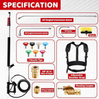 RIDGE WASHER 24 FT Telescoping Pressure Washer Wand, Power Washer Extension Wand with Brush, Telescopic Gutter Cleaner with 3 Stainless Steel Curve Wands, Adjustable Support Belt, 7 Nozzles, 4000 PSI