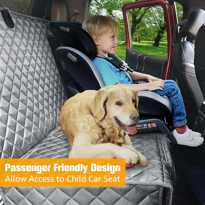 PETICON Dog Car Seat Covers for Truck Ford f150/Ram1500/GMC Canyon/Silverado, Waterproof Pet Back Seat Cover for Trucks, Scratchproof Nonslip Durable Rear Seat Cover for Dogs (Gray)