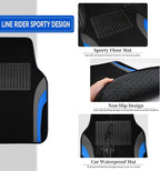 CAR PASS Leather Car Seat Covers Full Set with Waterproof Car Floor Mats,Airbag Compatible,Automotive Interior Covers for Cars,Sedans,Trucks,Vans,SUV with Car Carpet Mats(Black and Blue)