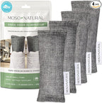 Moso Natural Shoe Deodorizer Inserts, Charcoal Odor Absorber for Shoes, Gym Bag & Boot Deodorizer, Long-Lasting Shoe Odor Elimination, Unscented Air Purifying Bags (Two Per Pack. 4 Total)