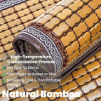 2 Pcs Bamboo Chair Cushions, 16.5" x 16.5" Breathable Seat Mat for Summer, Anti-Slip Comfortable Seat Pad with Mahjong Design, Natural Carbonized Bamboo Butt Cooler for Car Truck Home Office