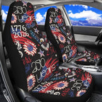 ELEQIN 250 Patriotic American Flag Car Front Seat Covers, 2 Pack Polyester Automotive Seat ProtectorsSoft & Breathable, Automotive Interior Accessories for Most Cars