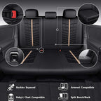 CAR PASS 3D Foam Mesh Leather Car Seat Covers Full Set, Breathable Premium Leather Seat Covers for Car,Anti Slip Universal Fit for Trucks Cars Sedans Vans SUVs, Airbag Compatible, Black Beige