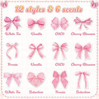 ANGOLIO Pink Bow Car Fresheners Valentine's Day Gifts 12Pcs Scented Hanging Oil Bow Air Freshener Hanging Ornaments Paper Pendant Scented Diffuser for Car Interior Accessories Home Office Wall Decor
