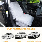 Dog Car Seat Cover for Back Seat & Front Seat, Plush Faux Fur Pet Car Seat Protector with Waterproof Layer, Non-Slip Bottom, Side Flaps, Machine Washable (Front Seat Gray)