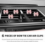 6 PCS Bow Car Air Freshener, Cute Bow Automotive Scent Air Fresheners Vent Clips, Coquette Vehicle Outlet Perfume Diffusers Interior Aesthetic Decorations for Women Girls (Pink)