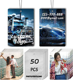 50PCS Custom Car Air Fresheners, Wholesale Double-Sided With Photo Text Logo, Suitable for Truck and Car Drivers, Business Logos (50 Rectangle)