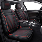 LINGVIDO Full Set Car Seat Covers, Faux Nappa Leather, Airbag Compatible and Waterproof Protectors for Sedans SUVs, Breathable Interior for Active Families, Pets, and Commuters (5 Seats, Black/Red)