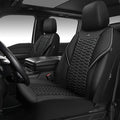 CAR PASS 3D Foam Mesh Leather Car Seat Covers Front Seats, Air Cool Mesh Front Seat Covers for Car, Universal Fit for SUV Truck Sedan Automotive, Armrest Airbag Compatible, Black and Gray