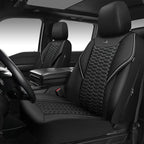 CAR PASS 3D Foam Mesh Leather Car Seat Covers Front Seats, Air Cool Mesh Front Seat Covers for Car, Universal Fit for SUV Truck Sedan Automotive, Armrest Airbag Compatible, Black and Gray
