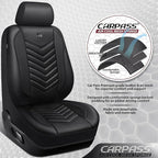 CAR PASS 3D Foam Mesh Leather Car Seat Covers Front Seats, Breathable Two Front Seat Cover for Cars, Comfortable Universal Fit for SUV Truck Sedan Automotive Anti-Slip Airbag Compatible, All Black
