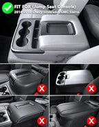 KBH Center Console Armrest Cushion Cover for 2014-2018 Chevy Silverado, GMC Sierra, 40/20/40 Split Bench Jump Seat, Vinyl Leather Trim, Anti-Scratch, Black