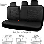 CAR PASS Faux Leather Back Seat Cover, Universal Quilting Waterproof Bench Rear Seat Cover Universal car seat Cover Fit 95% Automotive Interior Covers for Sedans SUVs Vans Small Trucks, All Black