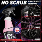Carfidant Rim Reactor Wheel Cleaner Spray – No Scrub Formula with Purple Iron Remover Reaction – Removes Brake Dust & Grime – Safe for All Wheels (Aluminum, Chrome, Black) – pH Neutral – 16oz