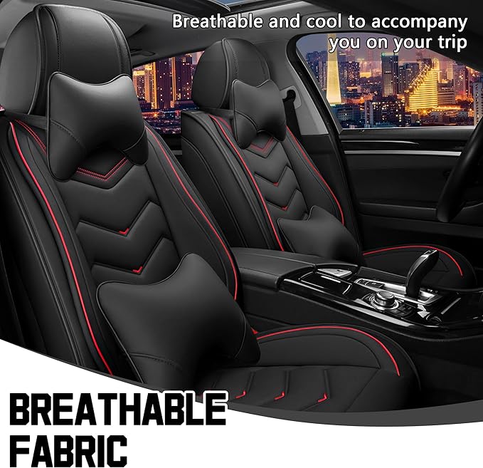 CTDS Car Seat Covers for Honda HR-V 2016-2026, Stylish Sport Seat Cover, Premium Nappa Leather Car Seat Cover. Automobile Seat Covers Sets.(Luxury 2 Seats/Black)