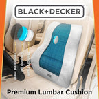 BLACK+DECKER Memory Foam Lumbar Support Pillow with Cooling Gel – High Back Lumbar Cushion for Office, Car, Wheelchair & Airplane – Ergonomic, Pain Relief, Adjustable Strap, Washable Cover,Grey/Black
