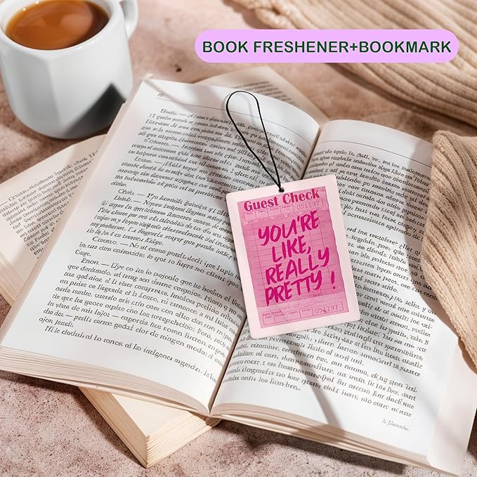 Retro Pink Car Air Freshener, Funky Y2K Good Times Ticket Lucky Girl Ace Card Guest Check Air Freshener Hanging 3 Pcs for Cars Closet Drawer or Books, Girly Car Accessories Mirror Decor for Women