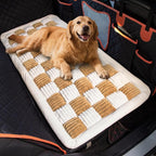 Soulbond Dog Bed for Car Back Seat Soft Plush Backseat Pet Bed Mat Non-Slip Travel Pet Mat, Fuzzy Plaid Dog Seat Cover, Fit for Backseat Extenders and Trucks SUVs (Brown and White, 54" x 24.8")