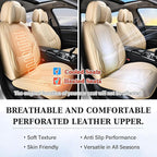 Coverado Universal Seat Covers Front, 2-Pack Universal Seat Covers for Cars, Waterproof Nappa Leather Car Seat Covers with Head Pillow, Auto Protectors Fit for Most Sedans SUV Pick-up Truck-Beige
