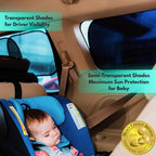Car Window Shades - Certified 99.79% UVA & 99.95% UVB sun protection. Award winning car sun shade for side windows. 4 Pack (2 Transparency options) 25" x 16" -window shade for car baby by Kinder Fluff