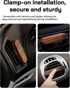Natural Walnut Wood Vent Clip for Car (2-Pack) - Refillable Aroma Diffuser Base, Includes 10 Unscented Absorber Sticks - Elegant Air Freshener for Car, Home, Office & More