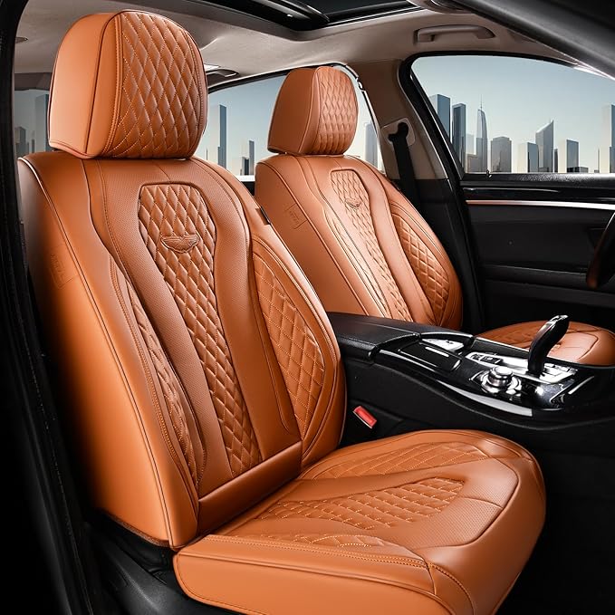 Coverado Car Seat Covers Full Set, Brown Seat Covers, Automotive Car Seat Cover, Car Seat Covers Front Seats Back Seat Covers, Car Seat Protector Universal Fit Most Cars