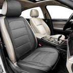 1 Pack Ventilated Cooling Car Seat Cover for Summer, 3D Air Mesh Breathable Leather Front Seat Protector with Storage Pocket, Universal Fit Non-Slip Seat Cushion for Car Truck SUV(Black)