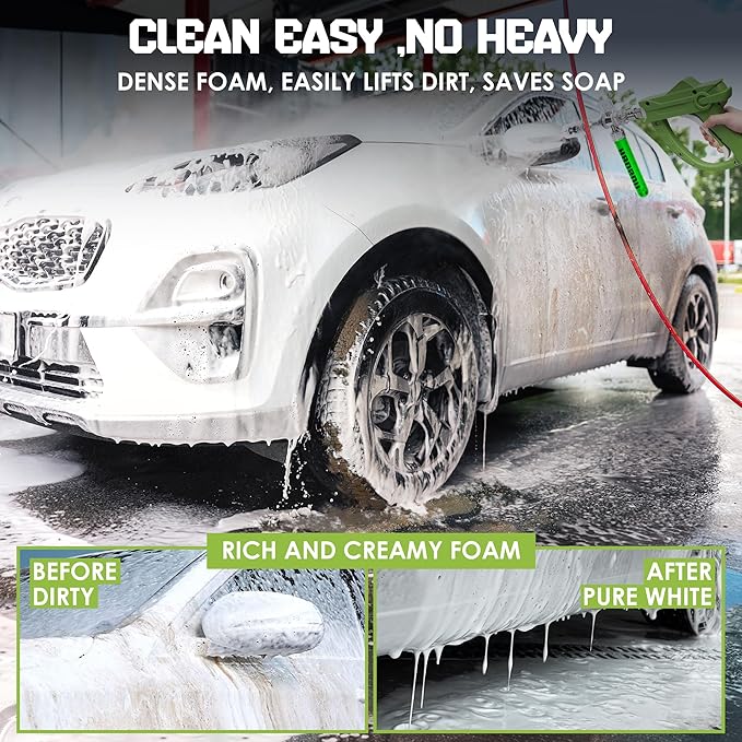 Foam Cannon Pro for Pressure Washer, Thick Snow Foam Sprayer with 5 Nozzle Tips, 1/4" Quick Connect for Thick Sudsy Wash (White)