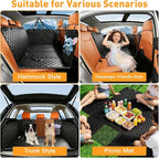 Dog Car Seat Cover for Back Seat, Hard Bottom Back Seat Extender for Dogs, Dog Hammock for Car SUV and Trucks - Waterproof, Anti Scratch，Easy to Clean, Supports 400lbs