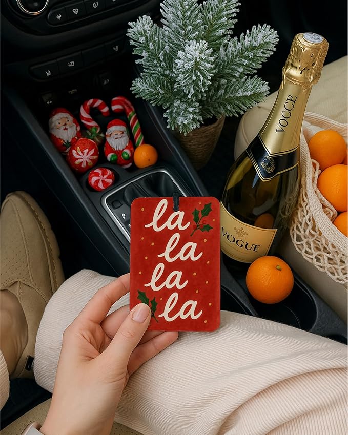 Red Christmas Berry Car Air Freshener 4 Pcs, Retro Winter Snowflake Christmas Hanging Air Freshener for Cars Closet Drawer Books, Xmas Car Accessories Mirror Decor for Women