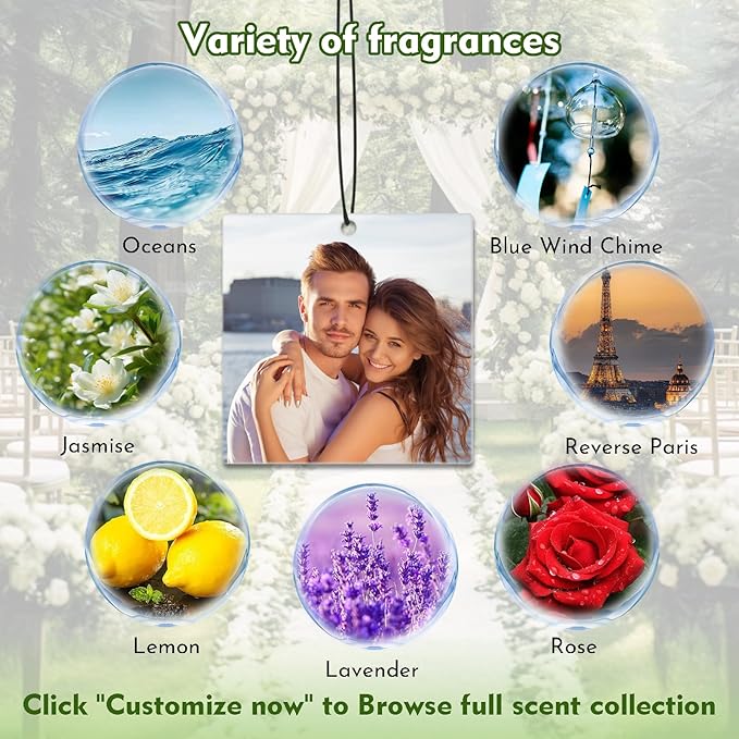 Custom Air Fresheners with Picture - Personalized Air Freshener for Car, Double Sided Customizable Photo Text,Birthday Wedding for Men Women Girlfriend Boyfriend (Square, Personalized)
