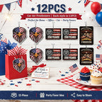 12PCS Patriotic Car Air Fresheners, 1776-2026 Double-Sided Hanging Scented Cards, Dark Ice Berry Ocean New Car Scents for Rearview Mirror, Home, Office, Commemorative Gift Set (Style 4)