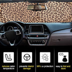 Windshield Sun Shade Foldable Car Front Window Covers for Car Accessories Sun Heat UV Rays Visor Protector Protection for Universal Cars SUV Truck(Nice Leopard)
