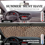 Windshield Sun Shade Foldable Car Front Window Covers for Car Accessories Sun Heat UV Rays Visor Protector Protection for Universal Cars SUV Truck(Nice Leopard)