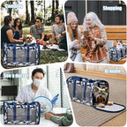 Soft-Sided Kennel Pet Carrier for Small Dogs, Cats, Puppy, Airline Approved Cat Carriers Dog Carrier Collapsible, Travel Handbag & Car Seat (Blue White Floral, 19" L x 11" W x 11" H)