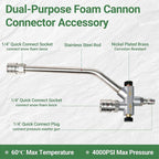Foam Cannon Dual Connector, Pressure Washer Gun with Soap Cannon, 1/4 Inch Dual Quick Connector, with 7 Nozzle Tips, Container Capacity: 1 Liter