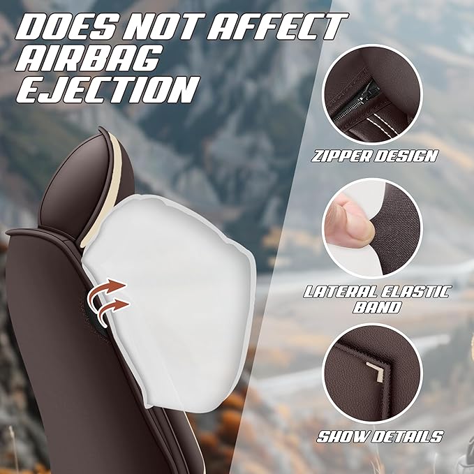 Car Seat Covers Fit for Infiniti g37 2000-2026, Stylish Sport Seat Covers, Waterproof Wear-Resistant Premium Nappa Leather Car Seat Cover.(Full Set with Pillow/Coffee Color)