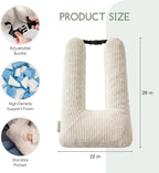 HIGOGOGO Washable Travel Pillow, Car Pillow for Kids & Adults, Travel Pillows with Removable Soft Cover and High-Support Foam, Fix Neck and Body Sitting/Sleeping on The Trip, Beige