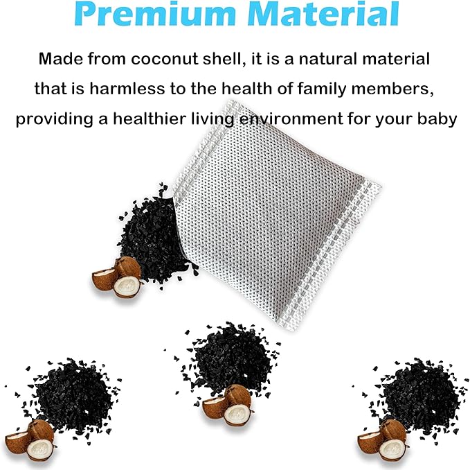 2 Pack Stick On Deodorizing Box, 12 Pack Odor Removing Refills for Trash Can, Activated Charcoal Odor Eliminator for Indoor Kitchen Trash/Diaper Pails/Wardrobe/Shoe Cabinet (Black)