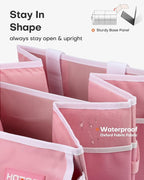HOTOR Trunk Organizer for Car - Car Organizer, Foldable Trunk organizer for SUVs & Sedans, Sturdy Organization for Car Accessories, Tools, Sundries, Pink, 2 Compartments, 21.3"×12.6"×10.6"