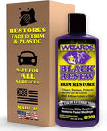 Wizards Black Renew Trim Restorer Treatment - Removes White Residue and Restores Faded Moldings -Car Interior Detailing Kit For All Smooth and Textured Trim, Plastic and Rubber Surfaces - 8 oz