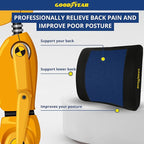 Goodyear Lumbar Support Pillow for Office Chair and Car Seat - Memory Foam Lumbar Pillow & Back Brace Support Posture Corrector, Lower Back Pain Relief