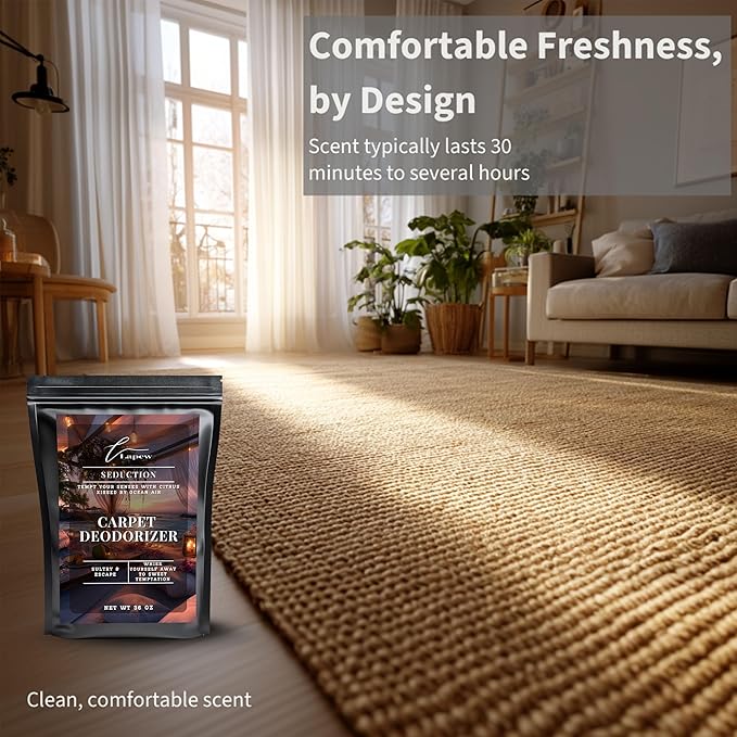 Lapew Seduction Carpet Deodorizer Powder - Pet Safe Freshener for Vacuuming | Scented Odor Eliminator for Home | 36 oz