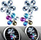 Bling Flower Car Accessories for Women Interior Aesthetic, Flower Decorative Vent Clips, Car Air Conditioner Clip Automotive Interior Decoration Fragrance-Free Aromatherapy Tablets, Add Your Own Scent