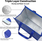 Insulated Grocery Bags with Zippered top Frozen Food Shopping Groceries Travel Insulated Tote Cooler Thermal Bags
