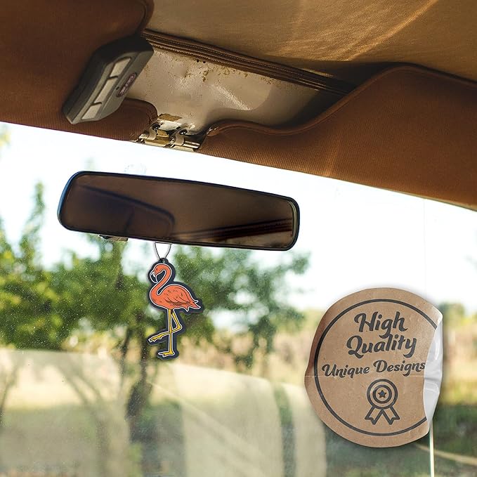Flamingo Car Air Freshener 4 Pack Scented With Premium Oils By Fresh Fresheners