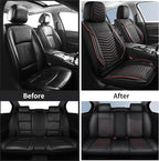 Nappa Leather Car Seat Covers Full Set, Car seat Protector 5 Seats, Waterproof Car Seat Cushion, Universal Automotive Seat Covers Fit for SUV Truck Pick-up Sedan, Front and Rear