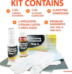 SYLVANIA Headlight Restoration Kit - Long-Lasting Headlight Repair Kit for Restoring to Like-New Condition - Surface Activator, Exclusive UV Coating, Clarifying Compound & More - No Tools Required